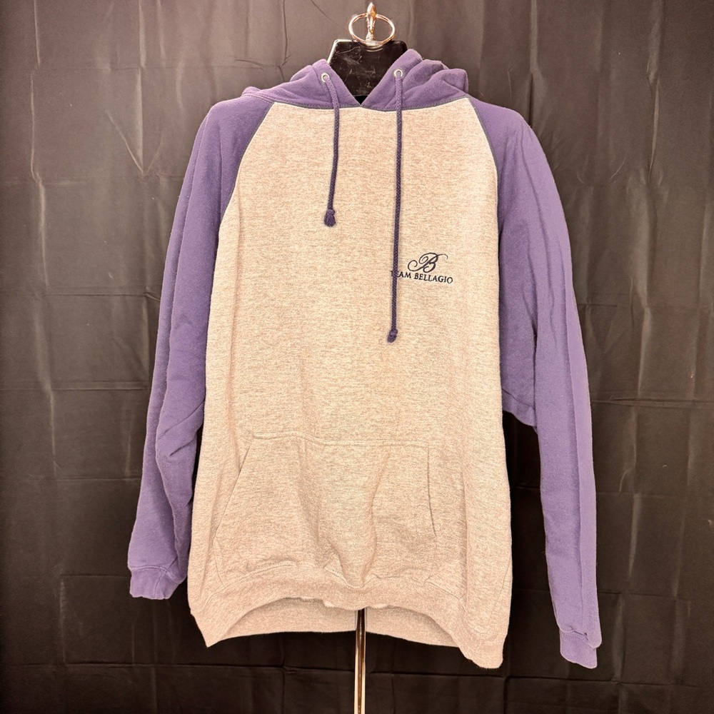 Team Bellagio Unisex Embroidered XL Hoodie Sweatshirt Navy/Gray